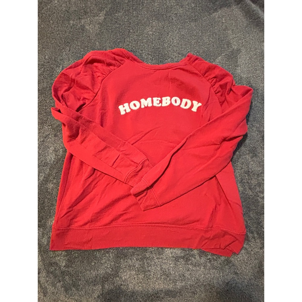 Maurices Red Homebody Chenille Graphic Puff Shoulder Sweatshirt Medium